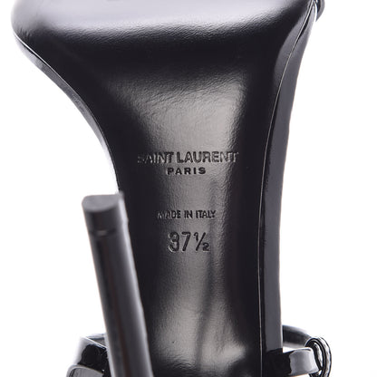 Saint Laurent Vitello Vernice Soft Amber 105 Crossover Strap Sandals 37.5 Black 7 of 9