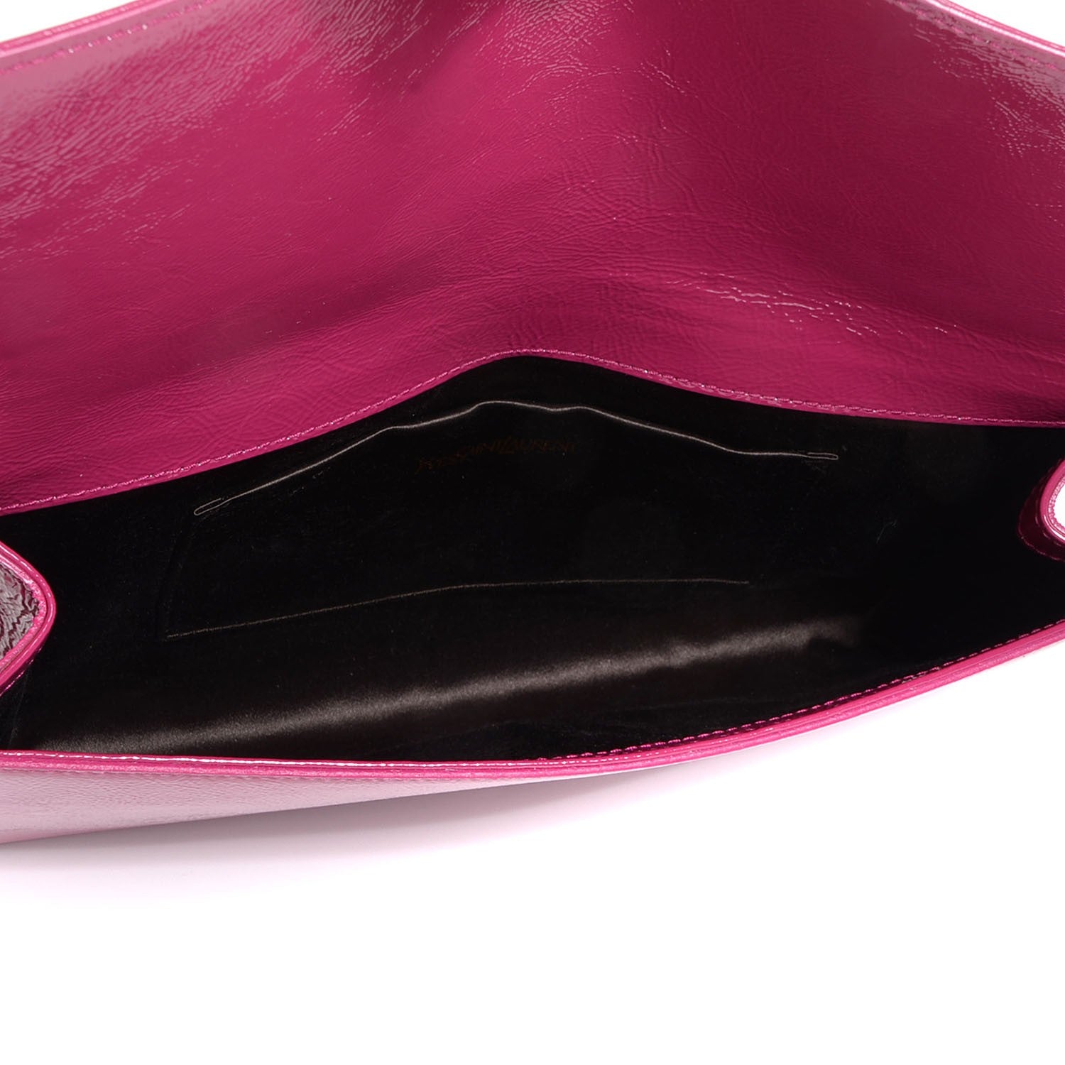 Saint Laurent Textured Patent Monogram Large Belle De Jour Clutch Fuchsia 5 of 7
