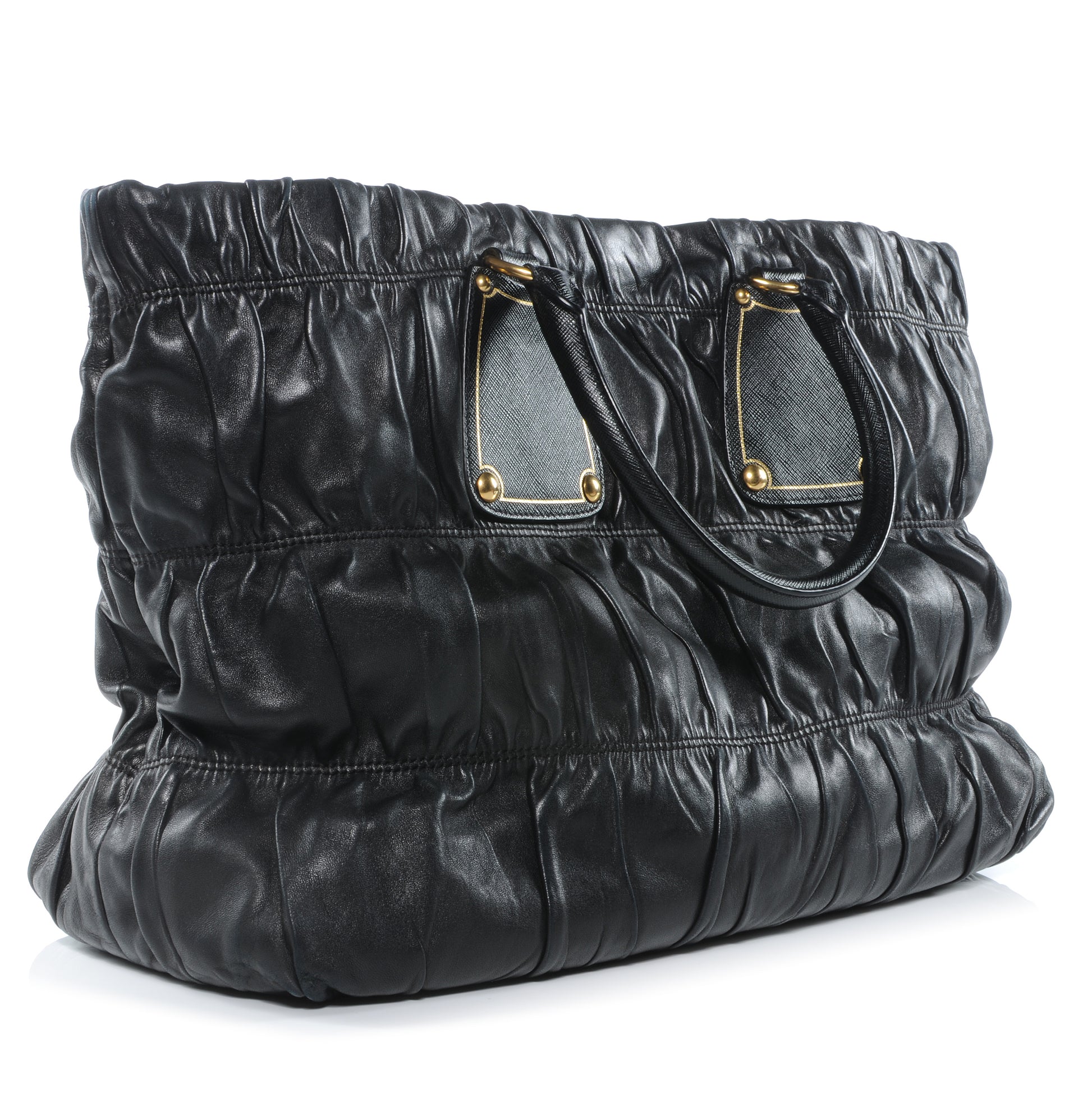 Prada Nappa Leather Gaufre Tote Nero Black 3 of 7