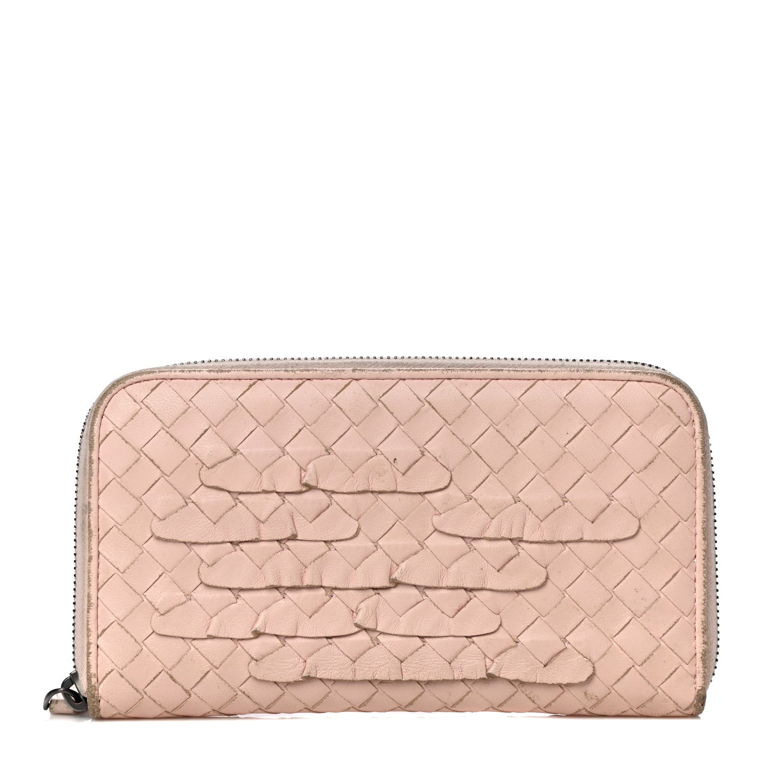 Bottega Veneta Nappa Intrecciato Zip Around Wallet Petal Pink 2 of 36