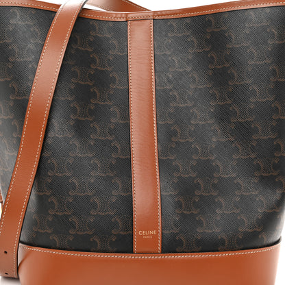 Celine Triomphe Canvas Calfskin Medium Bucket Bag Tan 7 of 9