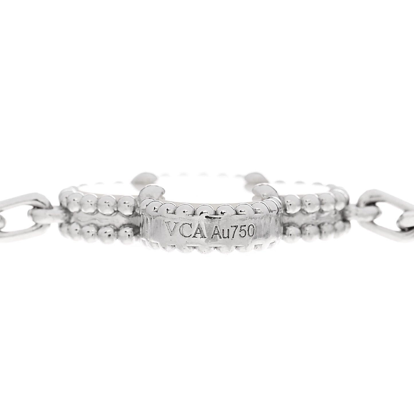 18K White Gold Mother of Pearl 5 Motifs Vintage Alhambra Bracelet