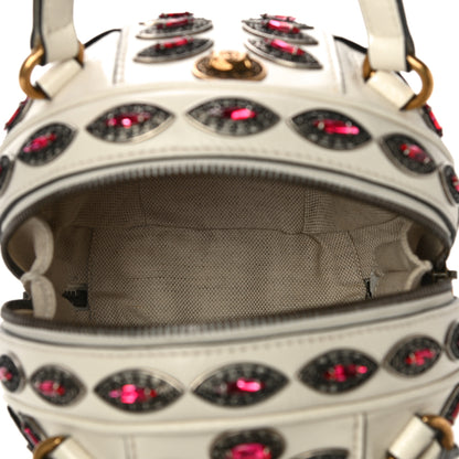 Gucci Calfskin Crystal Mini Tifosa Baseball Shaped Shoulder Bag White Fuchsia 5 of 16