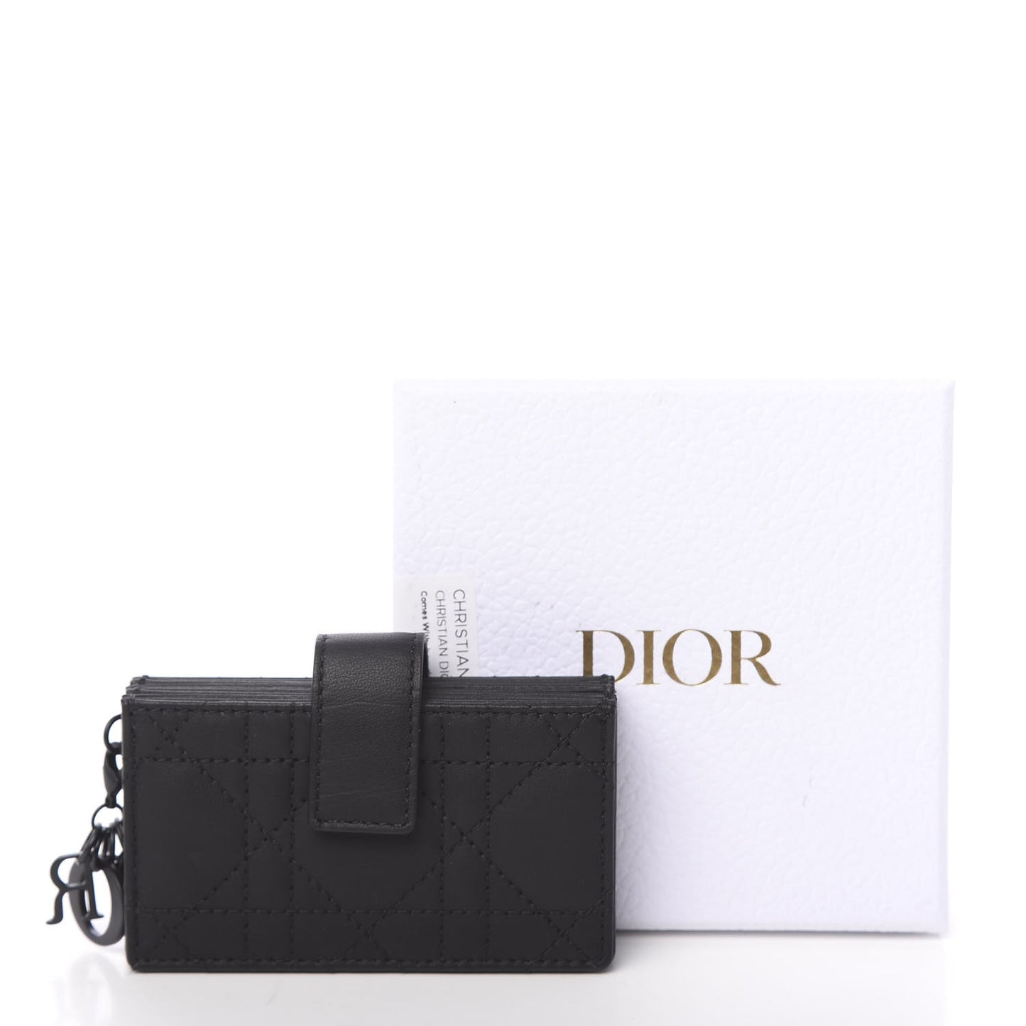 Ultra Matte Calfskin Cannage Lady Dior 5-Gusset Card Holder Black