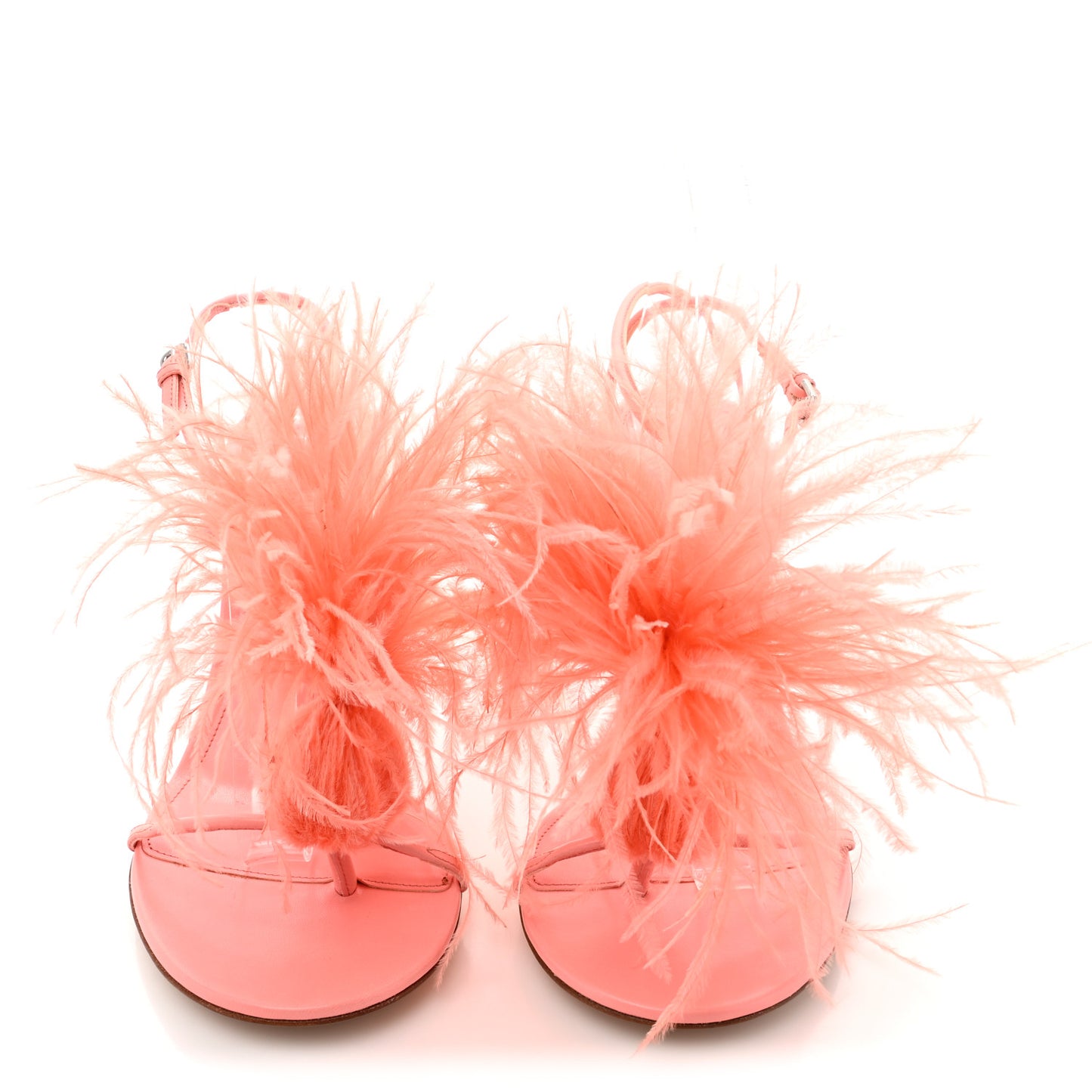 Lambskin Feather Dot Sandals 37 Flamingo