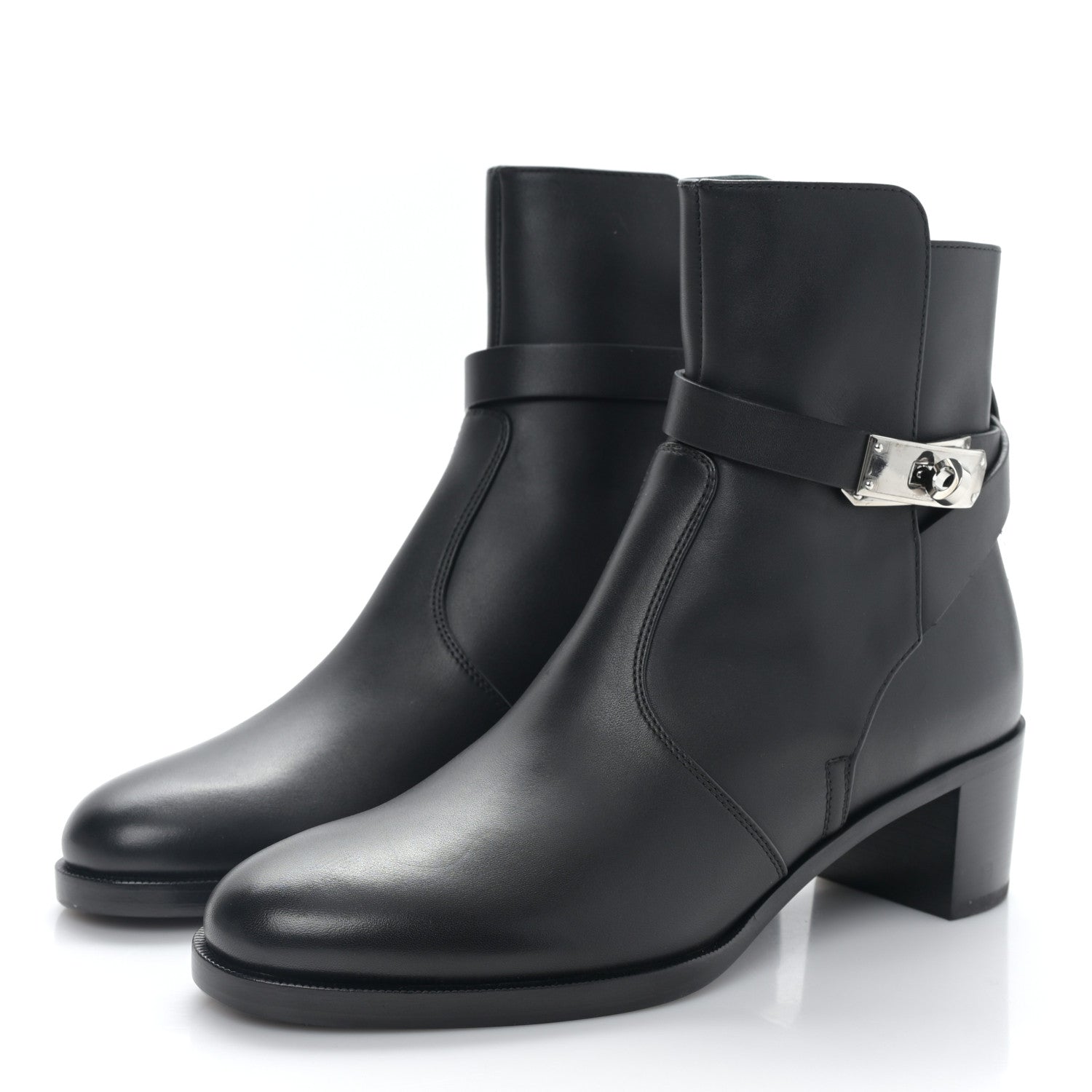 Hermes Calfskin Frenchie 50 Ankle Boots 36 Black 3 of 8