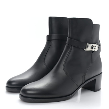 Hermes Calfskin Frenchie 50 Ankle Boots 36 Black 3 of 8