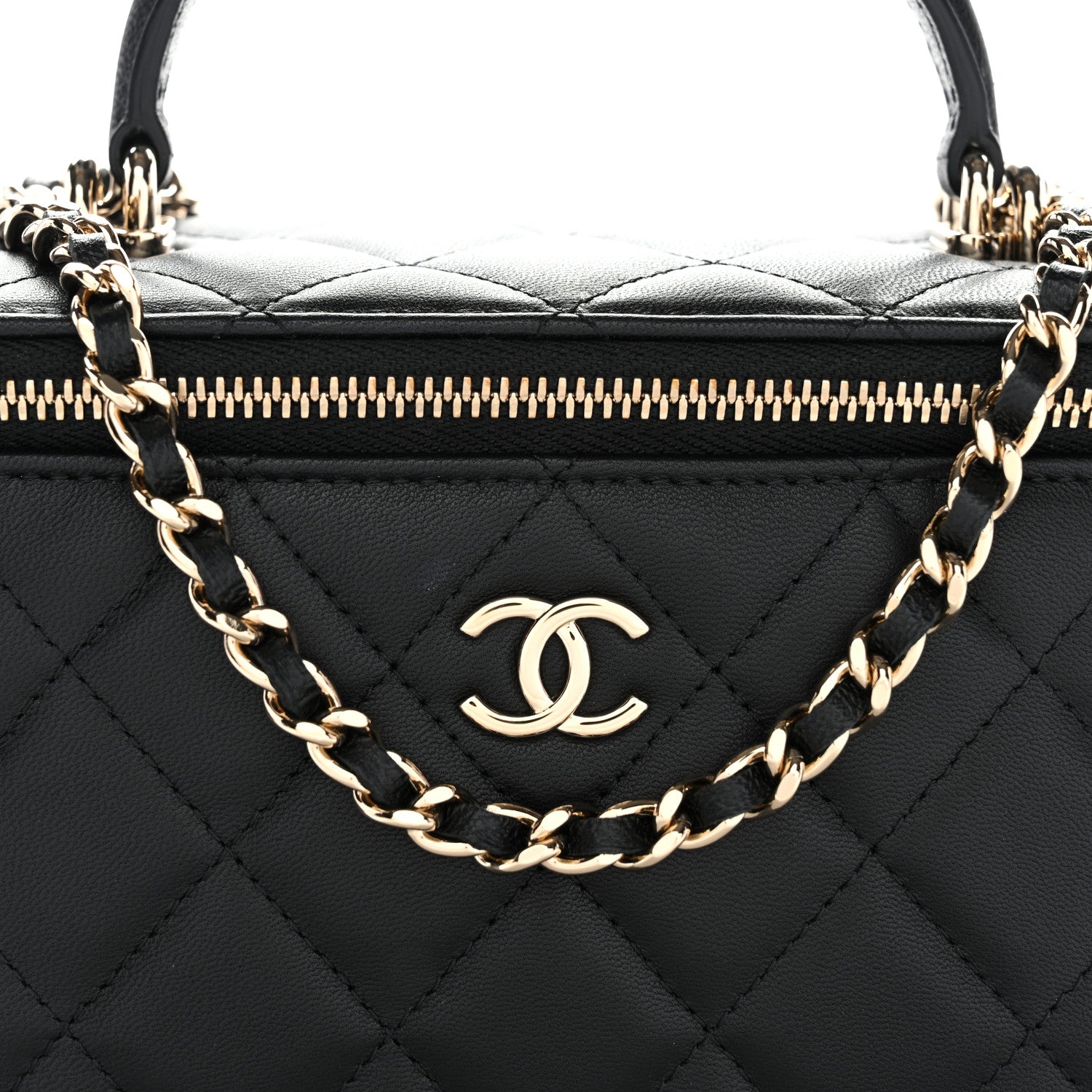 Chanel Lambskin Quilted Small Top Handle Vanity Case With Chain Black 8 of 11