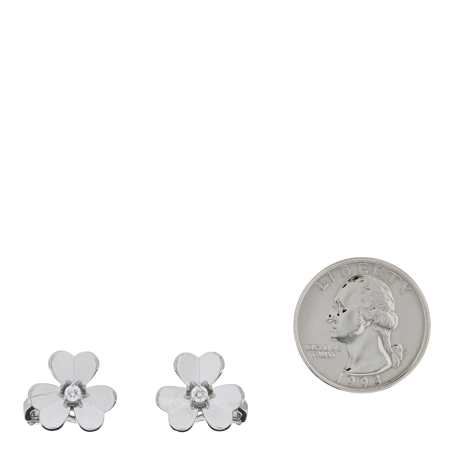 Van Cleef & Arpels 18K White Gold Diamond Small Frivole Earrings 2 of 5