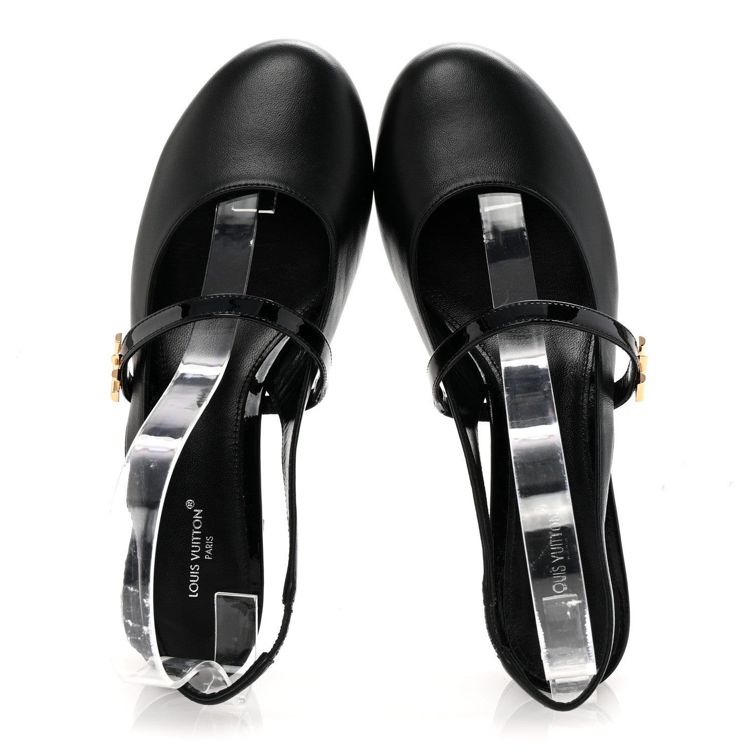 Louis Vuitton Lambskin Patent Romy Slingback Pumps 37 Black 2 of 9