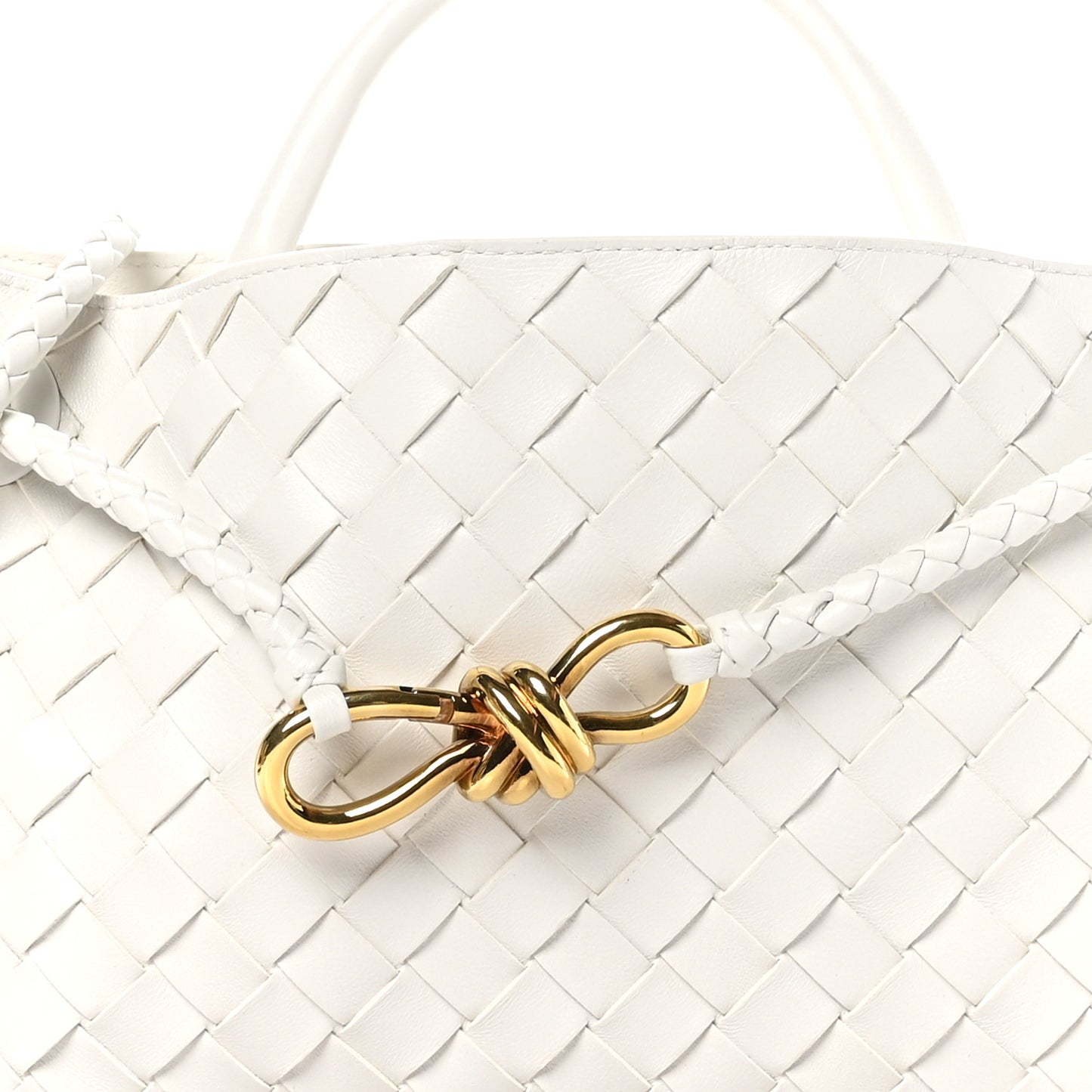 Nappa Intrecciato Small East West Andiamo Shoulder Bag White