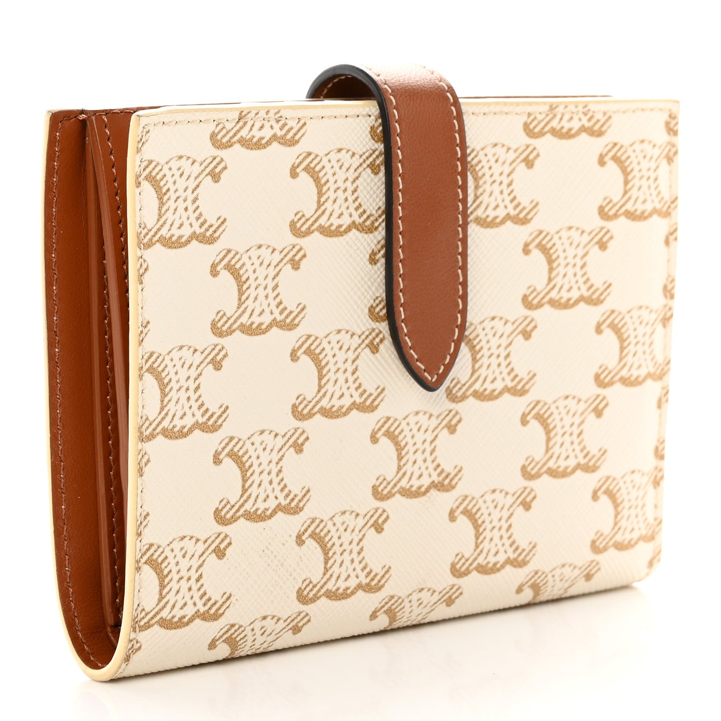 Canvas Triomphe Medium Strap Wallet White