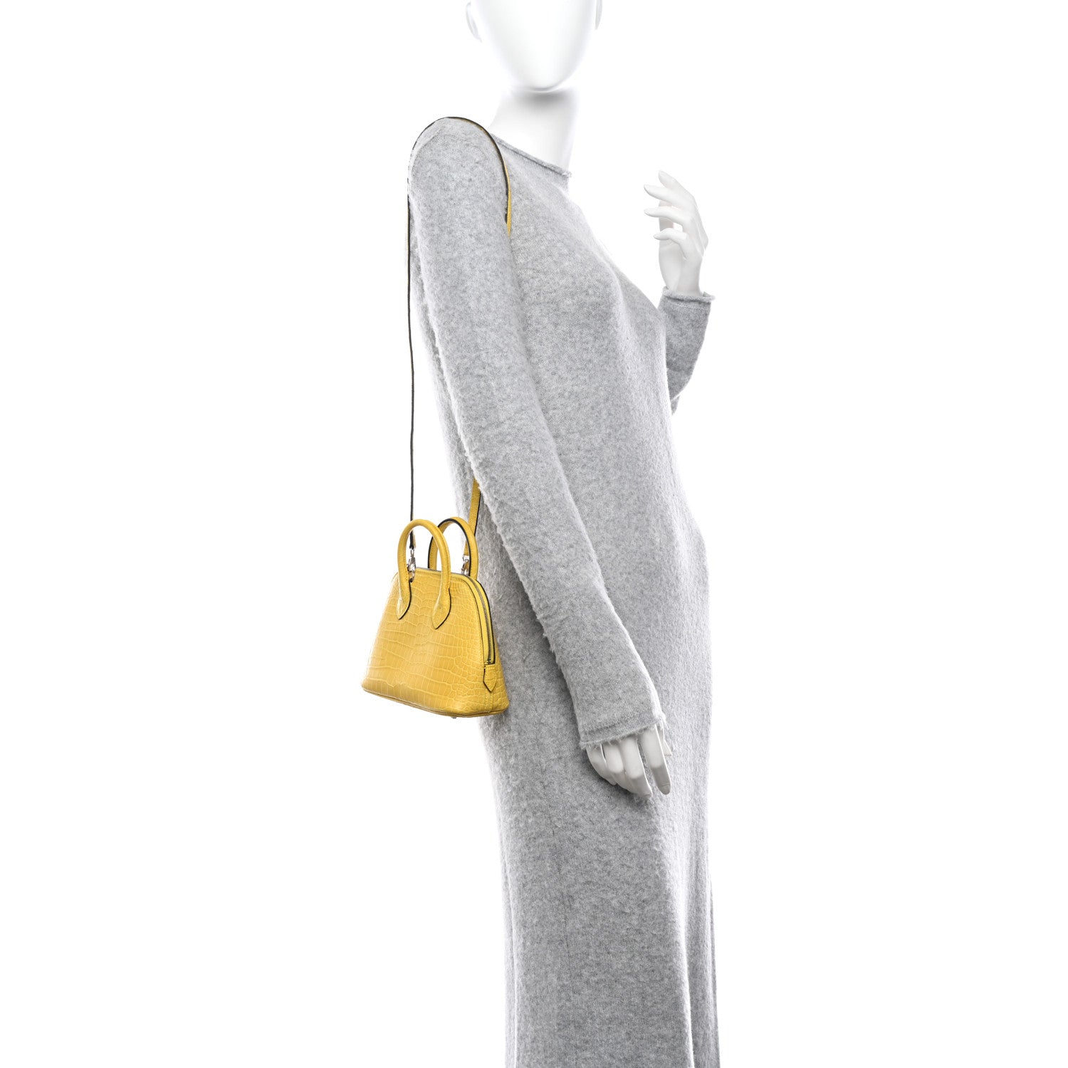 Hermes Matte Porosus Crocodile Mini 1923 Bolide Mimosa 2 of 11