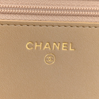 Chanel Metallic Goatskin Quilted Chanel 19 Wallet On Chain WOC Gold 6 of 15
