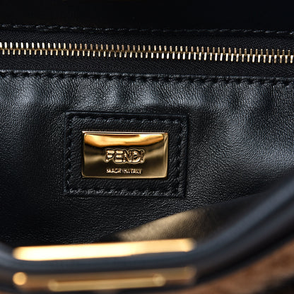 Fendi Shearling Nappa Macro FF 1974 Mini Peekaboo Iconic Satchel Tobacco Black 5 of 8