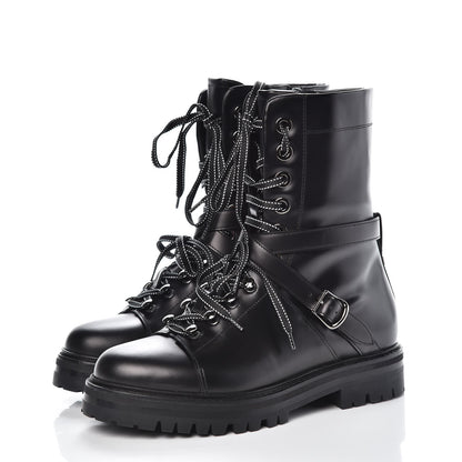 Valentino Garavani Smooth Calfskin Rockstud Buckled 25mm Combat Boots 38 Black 3 of 7