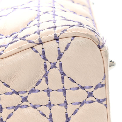 Christian Dior Lambskin Patent Stitched Cannage Medium Lady Dior Beige Purple 10 of 10