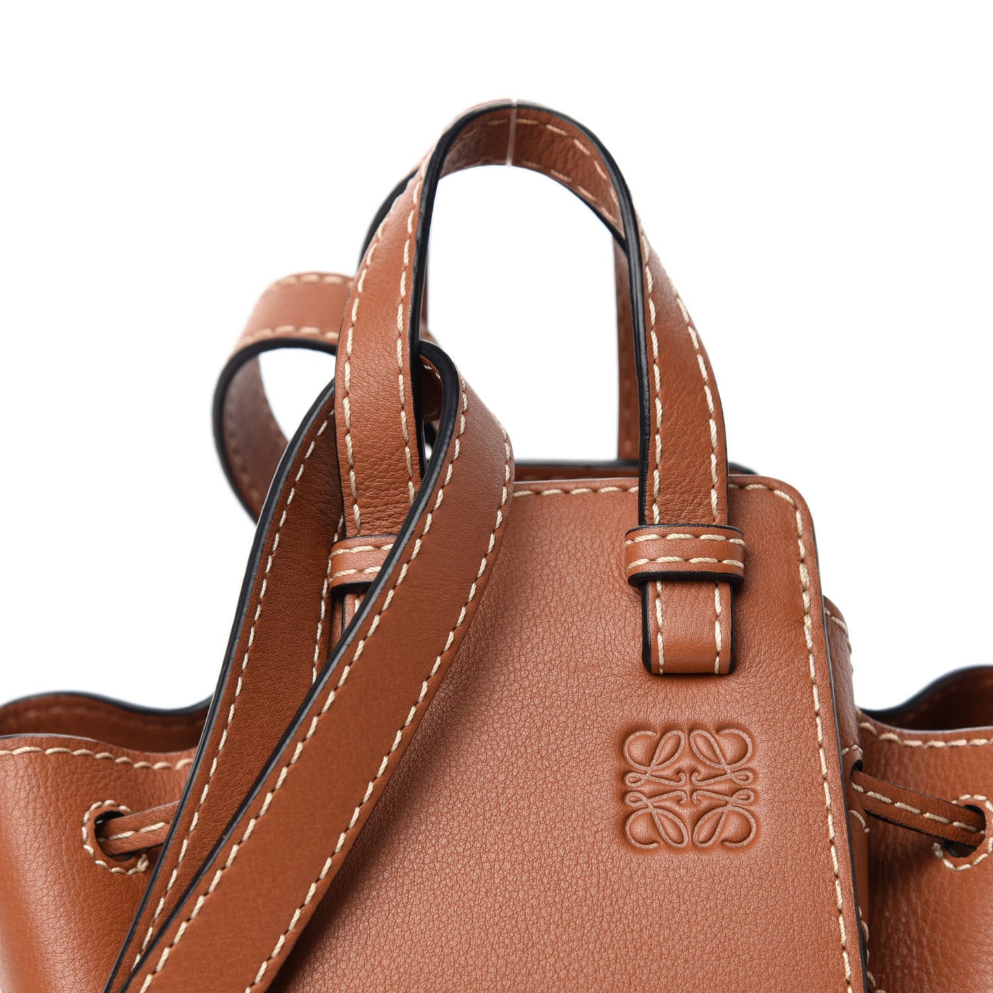 Calfskin Canvas Mini Hammock Shoulder Bag Natural Tan