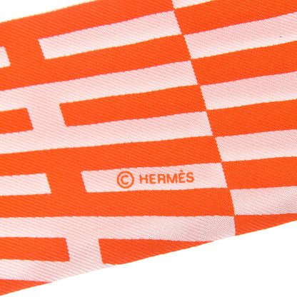 Hermes Silk Op'H Twilly White Orange 5 of 5