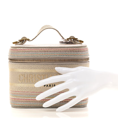 Christian Dior Canvas Embroidered Stripes Diortravel Vanity Case Multicolor 2 of 6