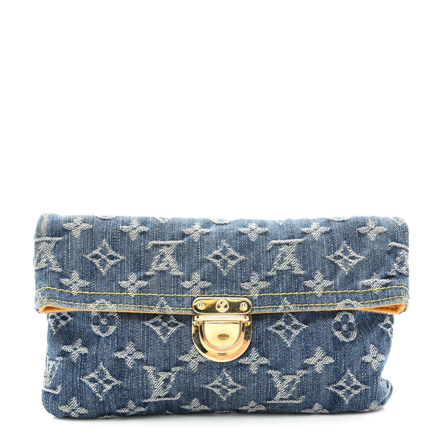 Louis Vuitton Monogram Denim Pochette Plat Clutch Blue 1 of 7