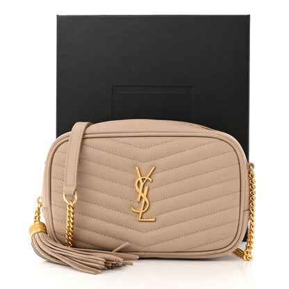 Saint Laurent Grain De Poudre Matelasse Monogram Mini Lou Camera Bag Dark Beige 12 of 12