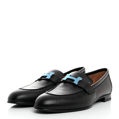 Hermes Goatskin Womens Paris Loafers 38 Black 3 of 9