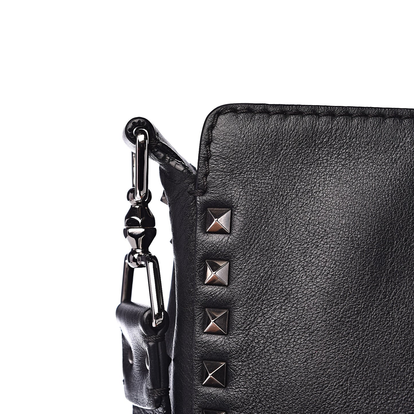 Calfskin Large Rockstud All Over Flip-Lock Messenger Bag Black