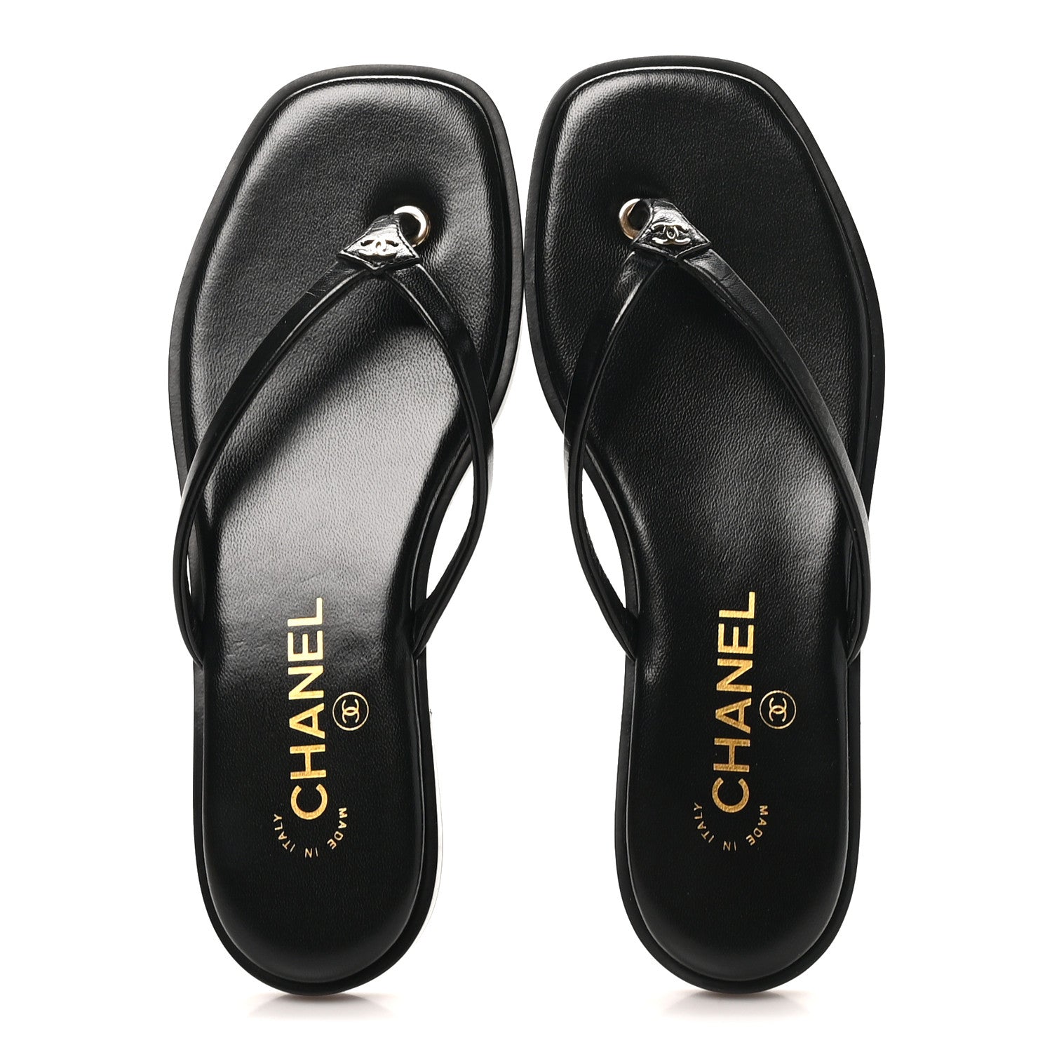 Chanel Goatskin CC Times Square Thong Sandals 37 Black 2 of 10