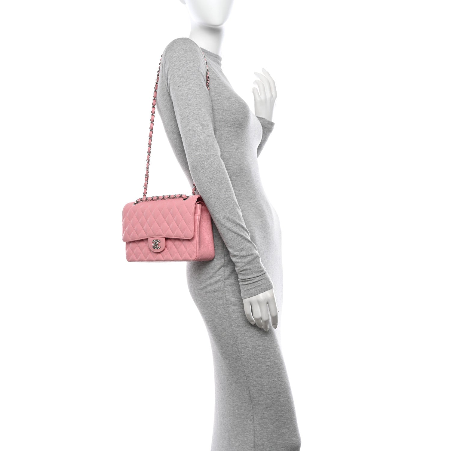 Chanel Caviar Quilted Medium Double Flap Pink 2 of 15