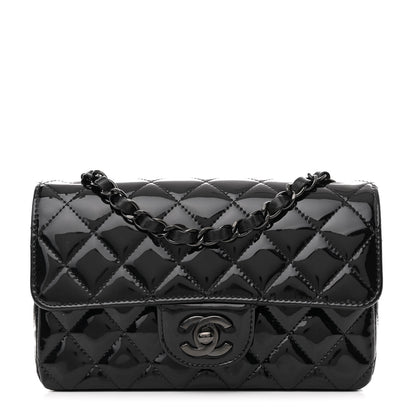 Chanel Patent Calfskin Quilted Mini Rectangular Flap So Black 1 of 11