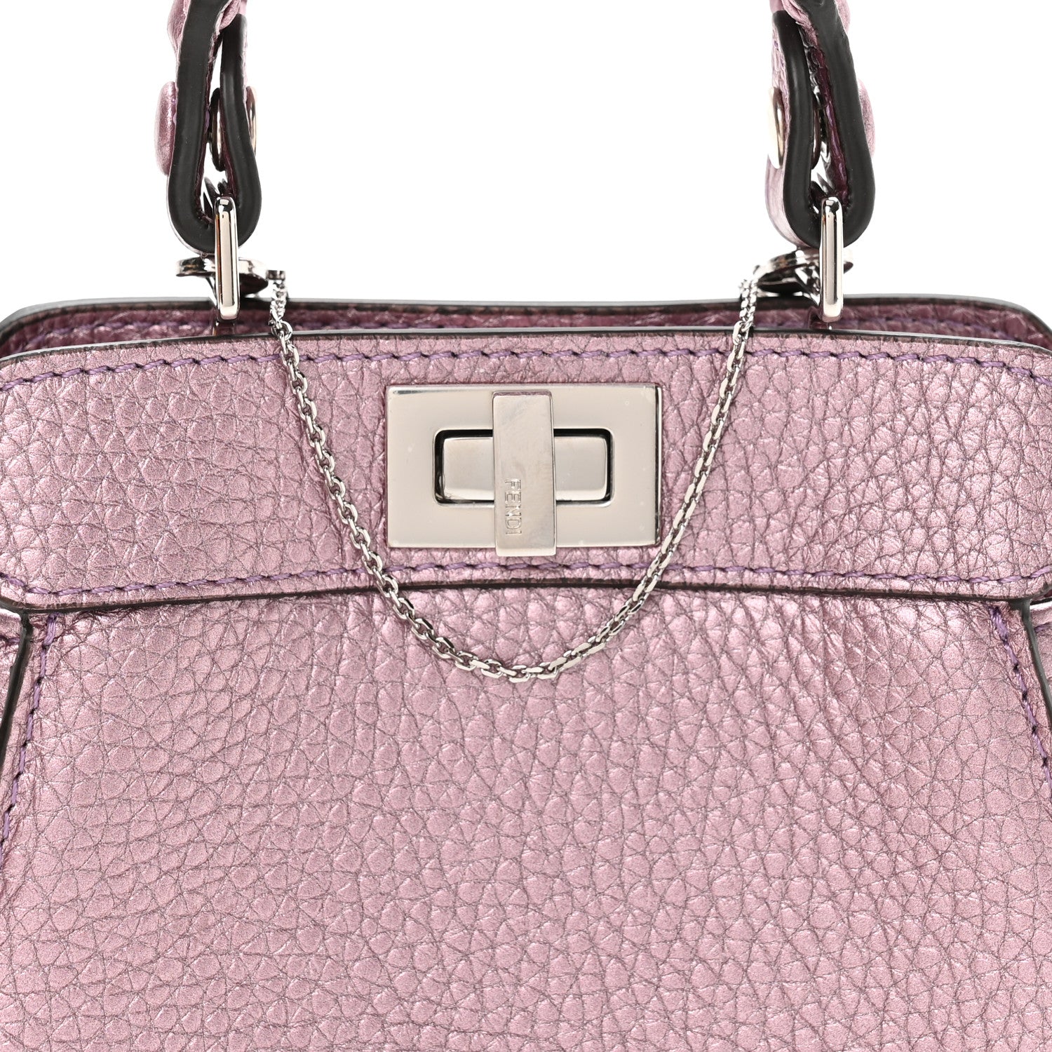Fendi Metallic Cuoio Romano Selleria Nano Peekaboo Satchel Purple 8 of 11