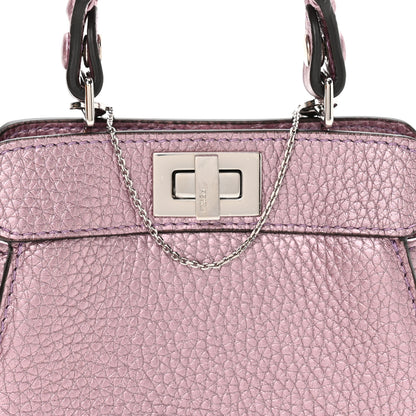 Fendi Metallic Cuoio Romano Selleria Nano Peekaboo Satchel Purple 8 of 11