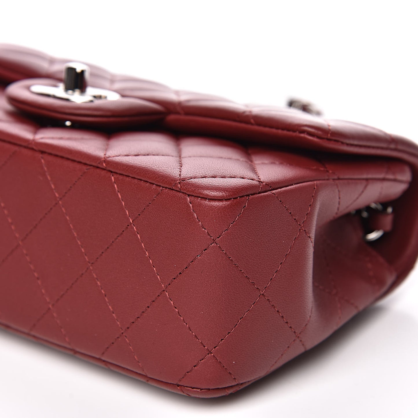 Lambskin Quilted Mini Rectangular Flap Burgundy