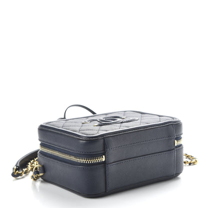 Chanel Caviar Quilted Small CC Filigree Vanity Case Navy 4 of 15