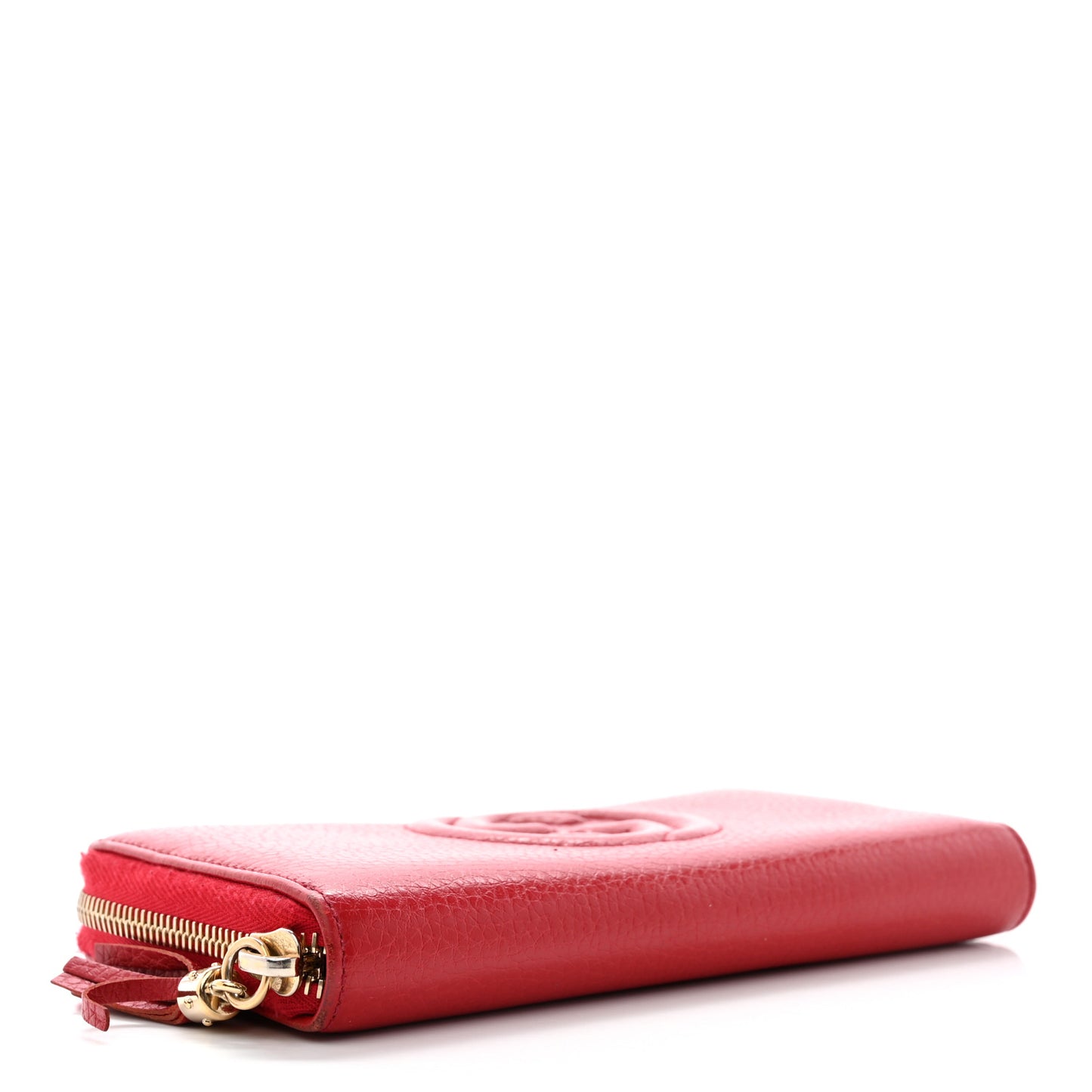 Pebbled Calfskin Soho Zip Around Wallet Red