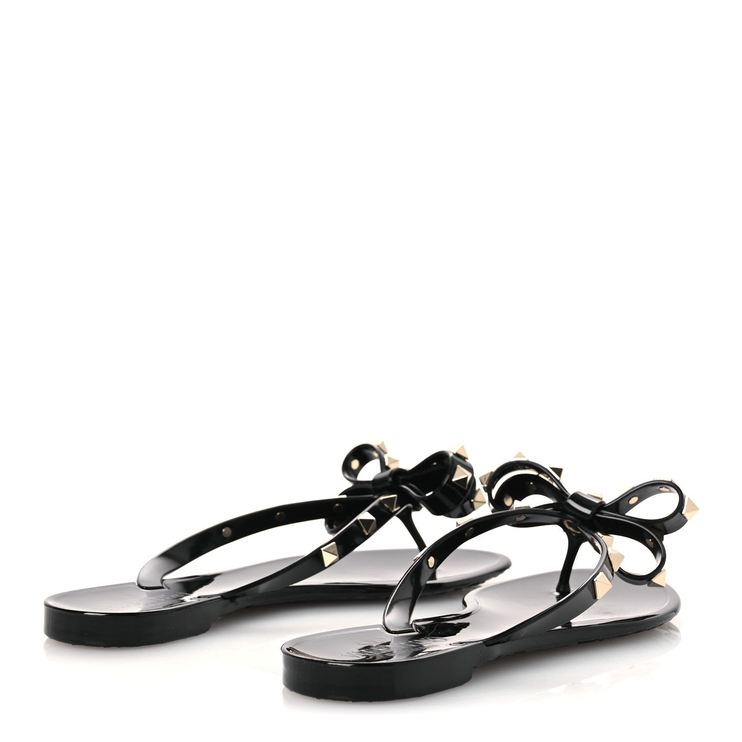 Valentino Garavani PVC Jelly Rockstud Bow Thong Sandals 36 Black 5 of 11