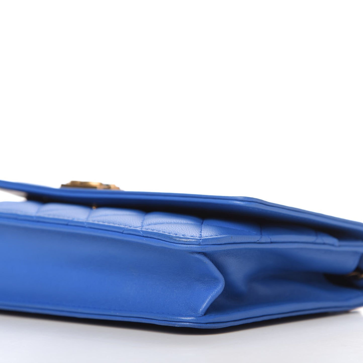 Lambskin Quilted Boy Wallet On Chain WOC Blue