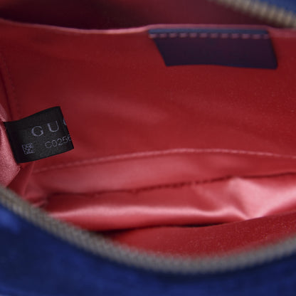 Gucci Velvet Matelasse Small GG Marmont Chain Shoulder Bag Cobalt 10 of 11