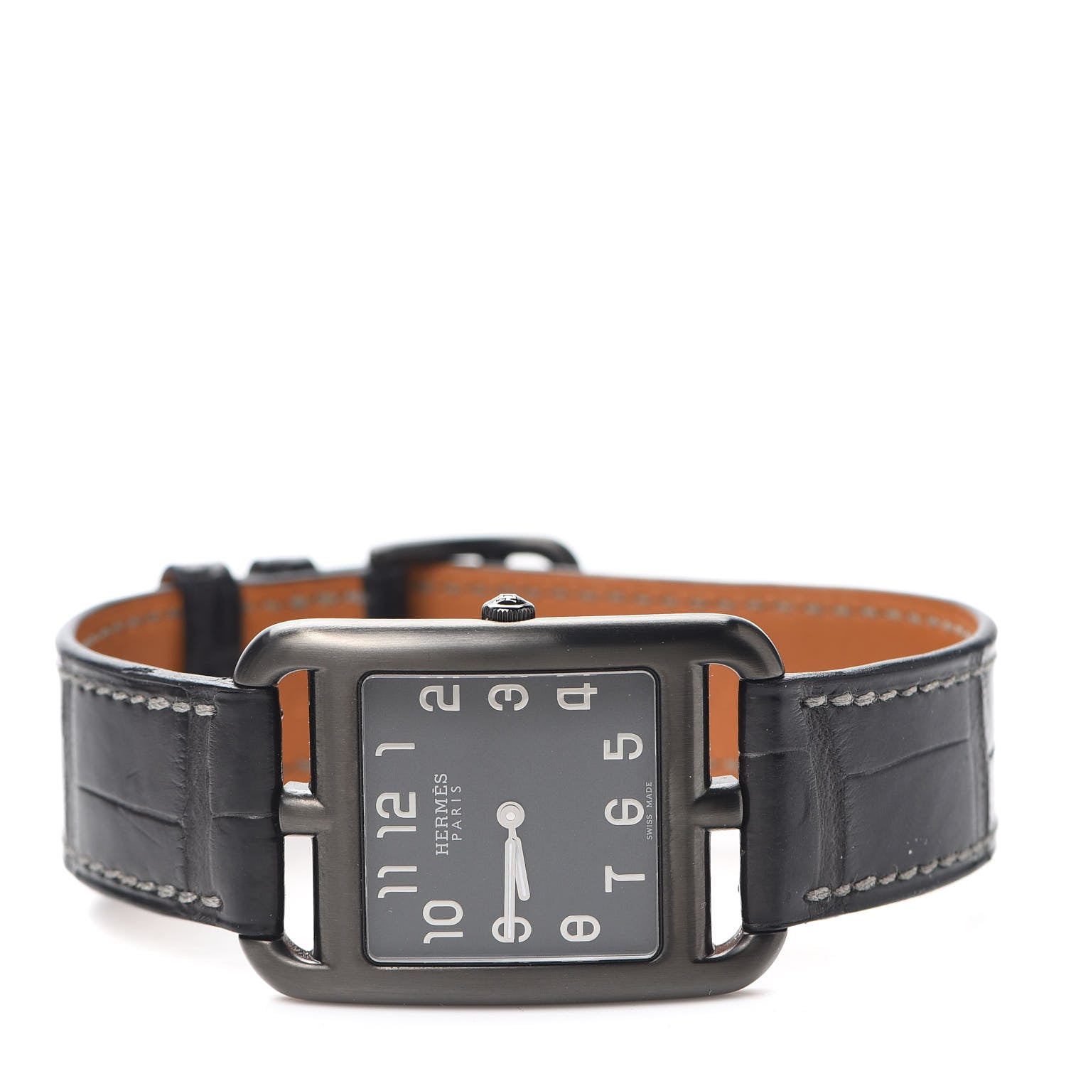 Hermes PVD Stainless Steel Alligator 29mm Cape Cod Quartz Watch Noir 2 of 6
