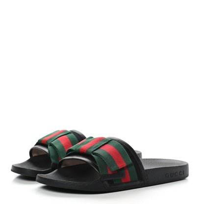 Gucci Satin Web Bow Slide Sandals 36 Black 3 of 8