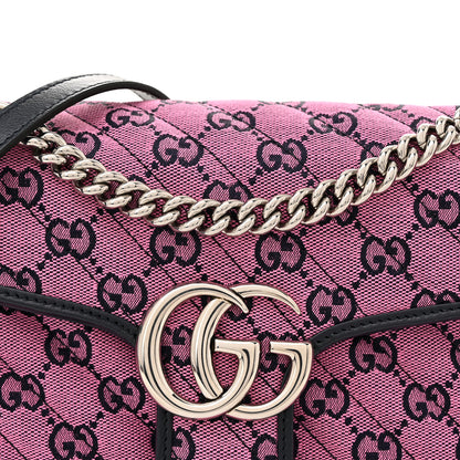Gucci Monogram Multicolor Matelasse Diagonal Small GG Marmont Shoulder Bag Pink Blue 8 of 11