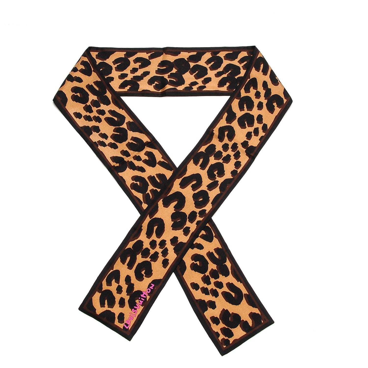 Louis Vuitton Silk Leopard Bandeau Scarf Marron 1 of 4