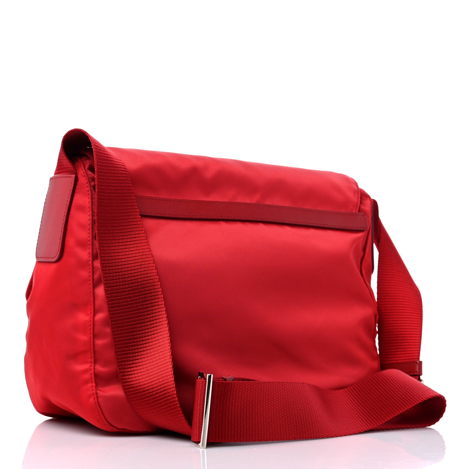 Prada Tessuto Nylon Saffiano Messenger Bag Rosso 2 of 12
