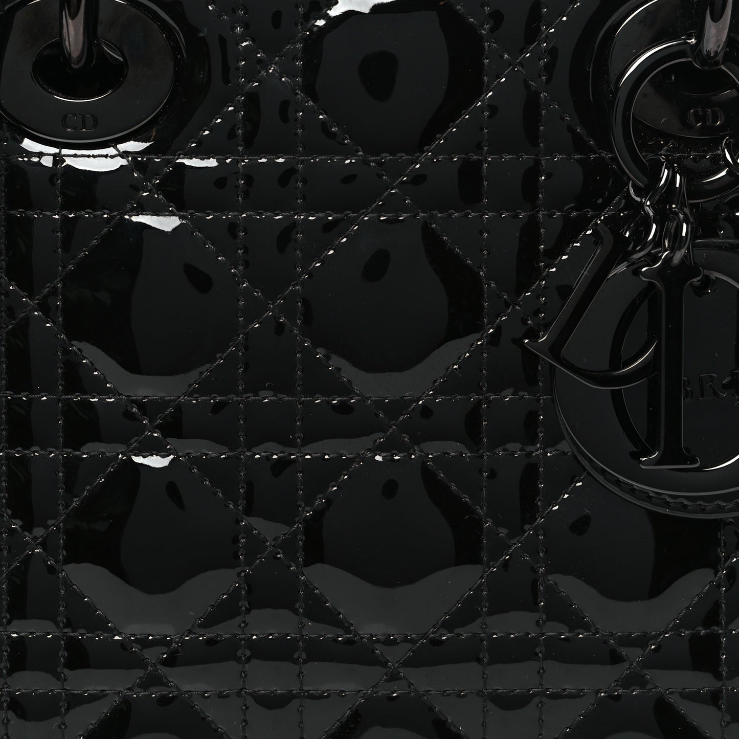 Ultraglossy Patent Cannage Small Lady Dior Black