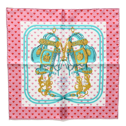 Hermes Silk Brides De Gala Love Pocket Square Rose Buvard Rouge Turquoise 1 of 4