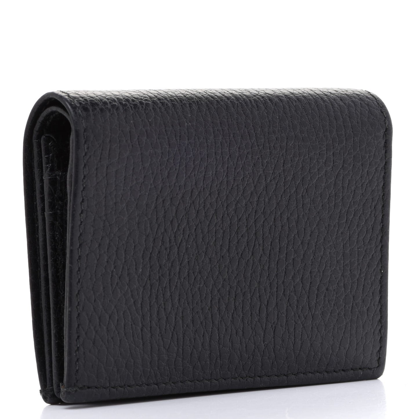 Pebbled Calfskin Butterfly Card Case Black