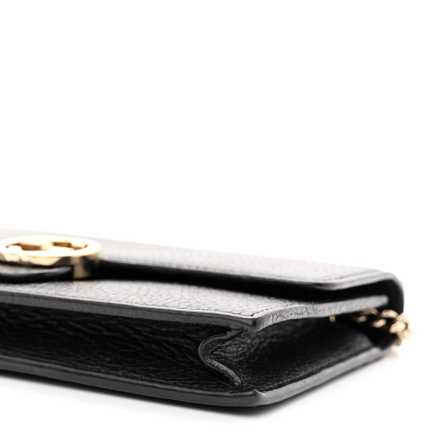 Dollar Calfskin Interlocking G Chain Wallet Black