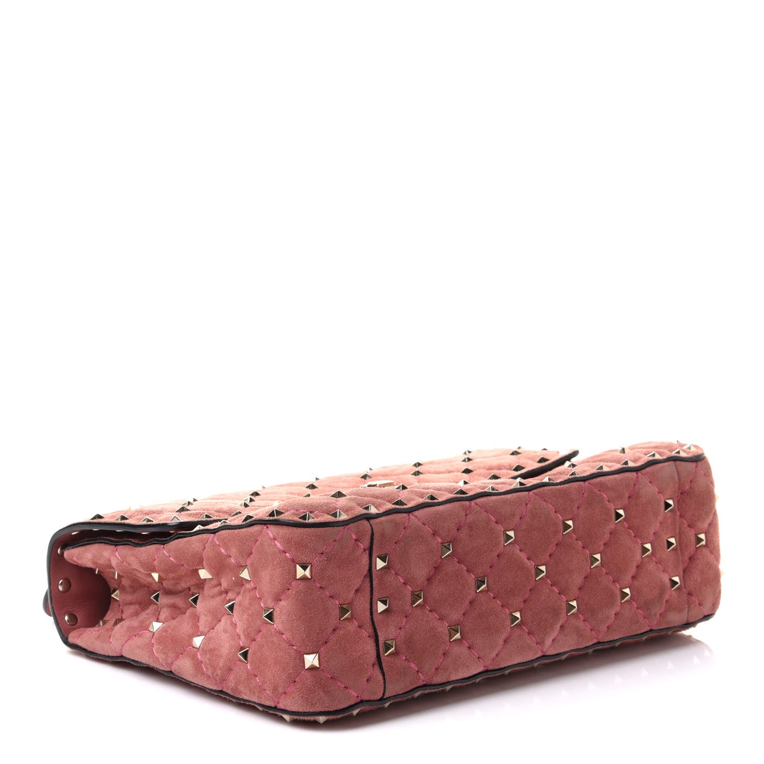 Valentino Garavani Suede Medium Rockstud Spike Shoulder Bag Antico Rosa 3 of 9