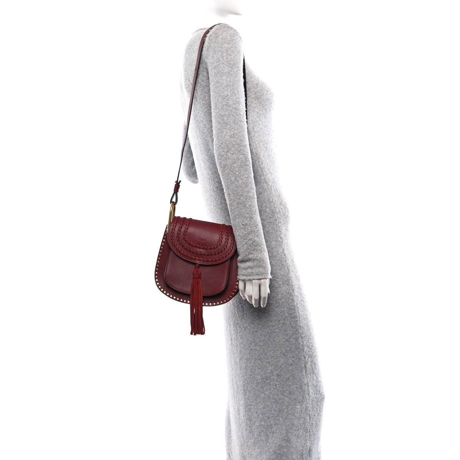 Chloe Calfskin Braided Small Hudson Shoulder Bag Sienna Red 2 of 10